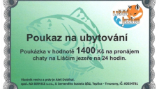 Dárkový poukaz na pronájem chaty Liščí Jezero